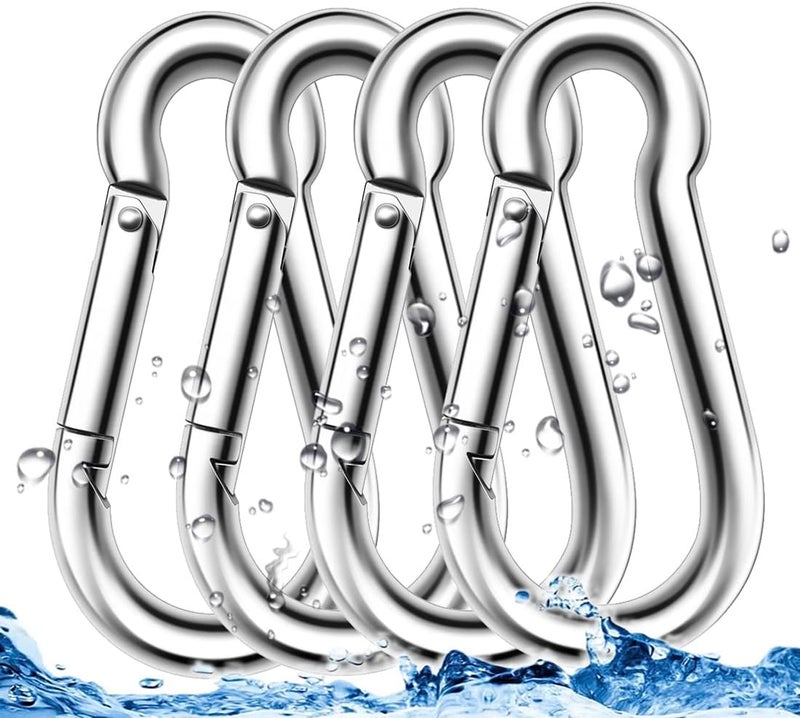 EFFIET 3.15 Inches 4 Inches Stainless Steel Carabiner for Gym Equipment Connection, Heavy Duty Spring Snap Hook Clips Buckle for Gym Exercise, Punching Bags, Hiking, Camping - Image 1